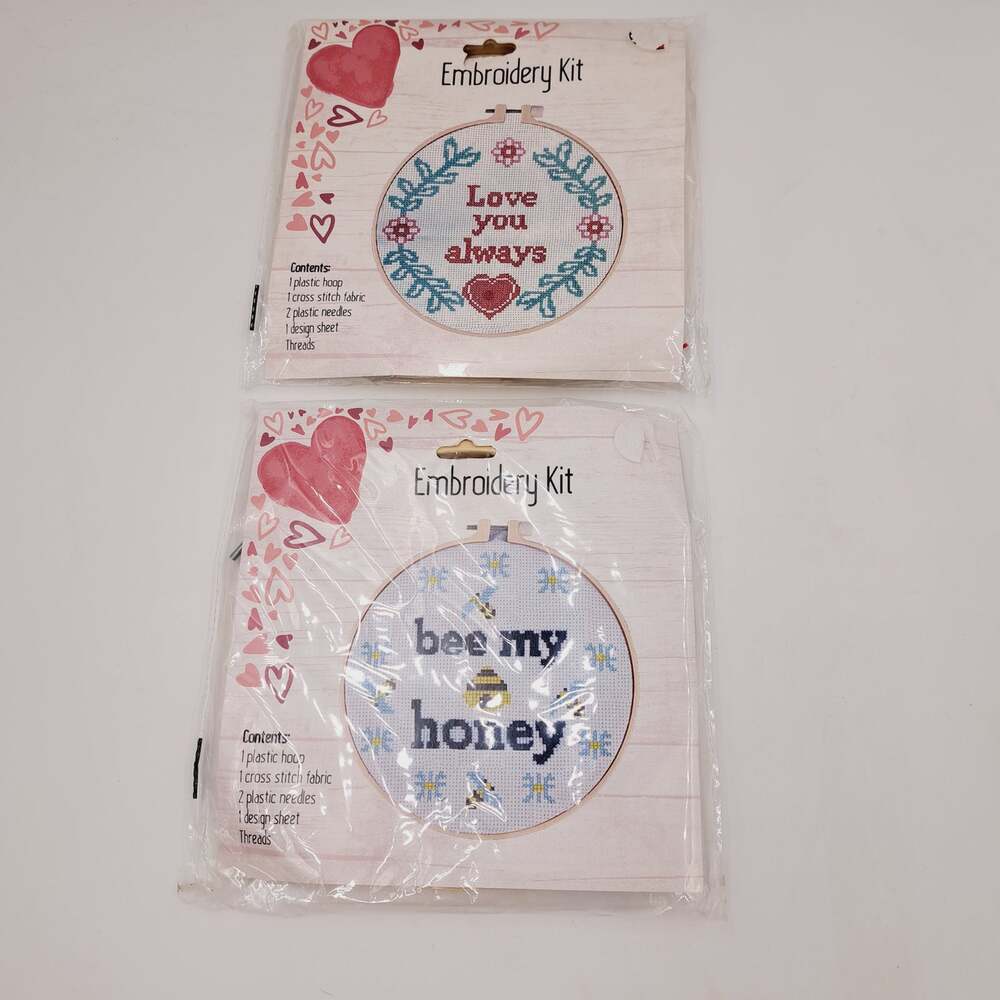 Set of 2 Embroidery Kits Love You Always Bee My Honey